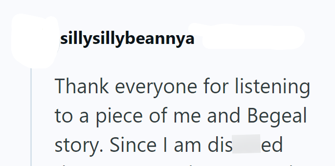 sillysillybeannya Thank everyone for listening to a piece of me and Begeal story. Since I am dis ed