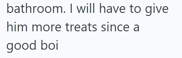 bathroom. I will have to give him more treats since a good boi