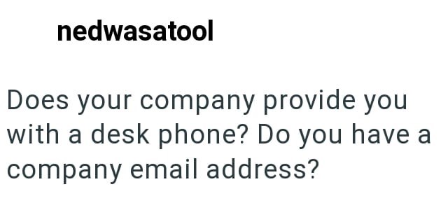 nedwasatool Does your company provide you with a desk phone? Do you have a company email address?