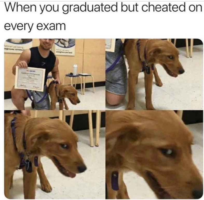 When you graduated but cheated on every exam
