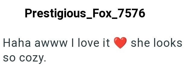 Prestigious_Fox_7576 Haha awww I love it so cozy. she looks