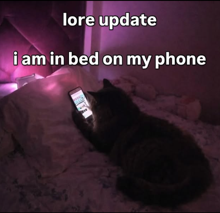 lore update i am in bed on my phone