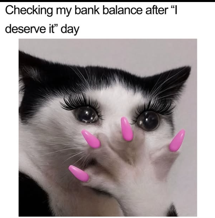 Checking my bank balance after "I deserve it" day