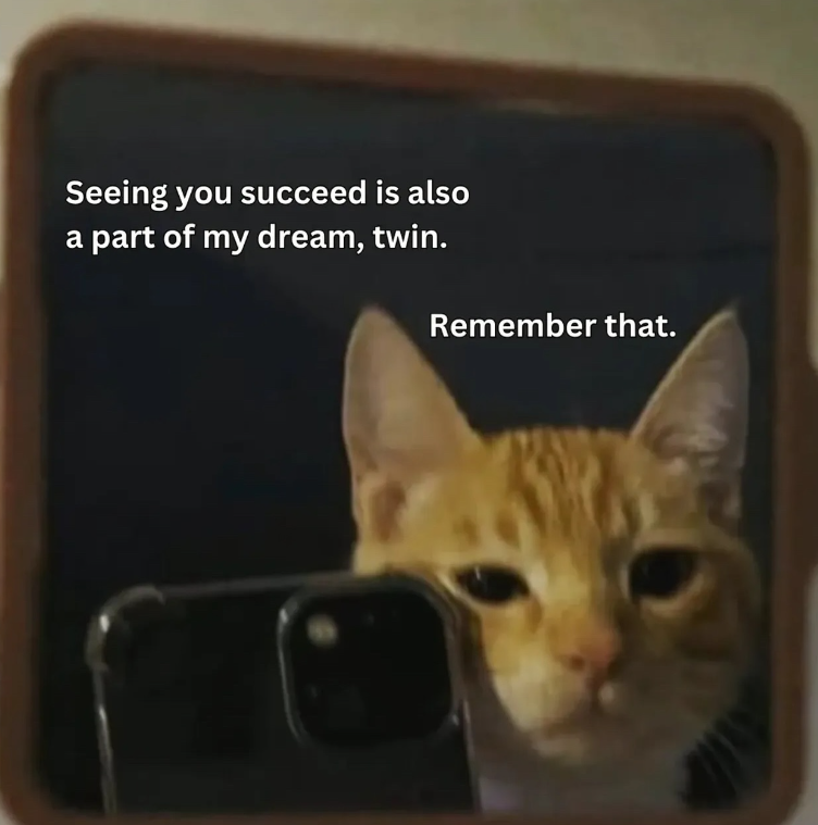 Seeing you succeed is also a part of my dream, twin. Remember that.
