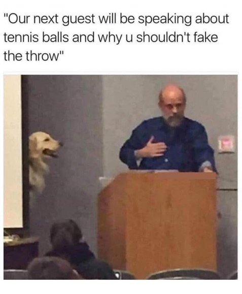 "Our next guest will be speaking about tennis balls and why u shouldn't fake the throw"