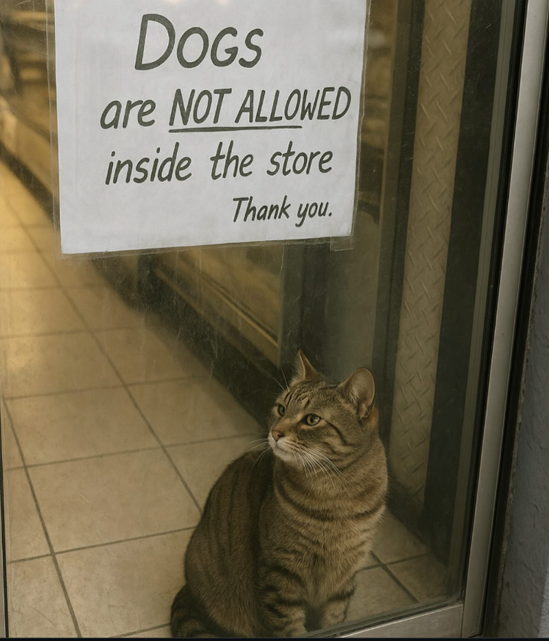 DOGS are NOT ALLOWED inside the store Thank you.
