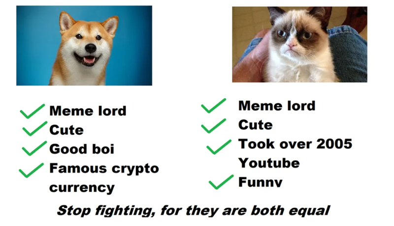 Meme lord Cute Good boi Famous crypto currency دد Meme lord Cute Took over 2005 Youtube Funny Stop fighting, for they are both equal