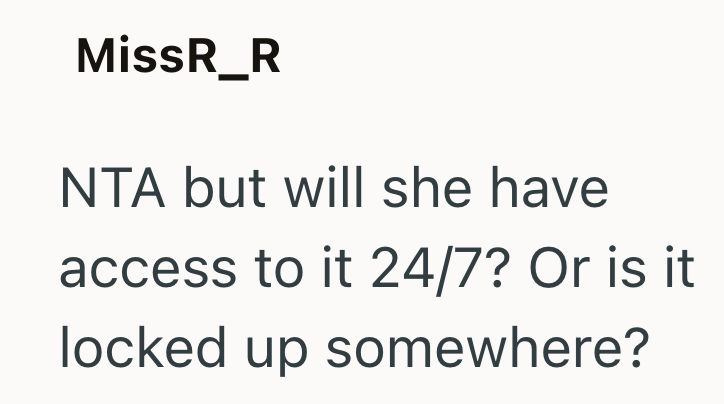 MissR_R NTA but will she have access to it 24/7? Or is it locked up somewhere?