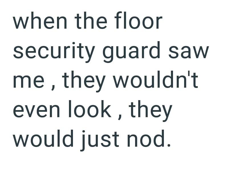 when the floor security guard saw me, they wouldn't even look, they would just nod.
