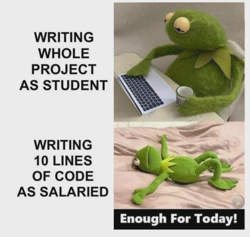WRITING WHOLE PROJECT AS STUDENT WRITING 10 LINES OF CODE AS SALARIED Enough For Today!