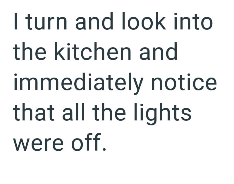 I turn and look into the kitchen and immediately notice that all the lights were off.
