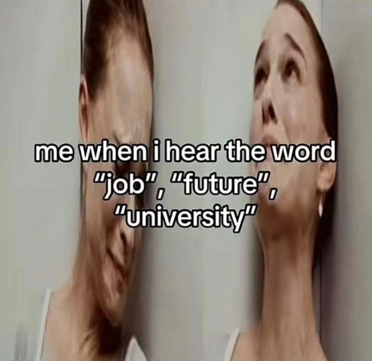 me when i hear the word "job", "future" "university" 0