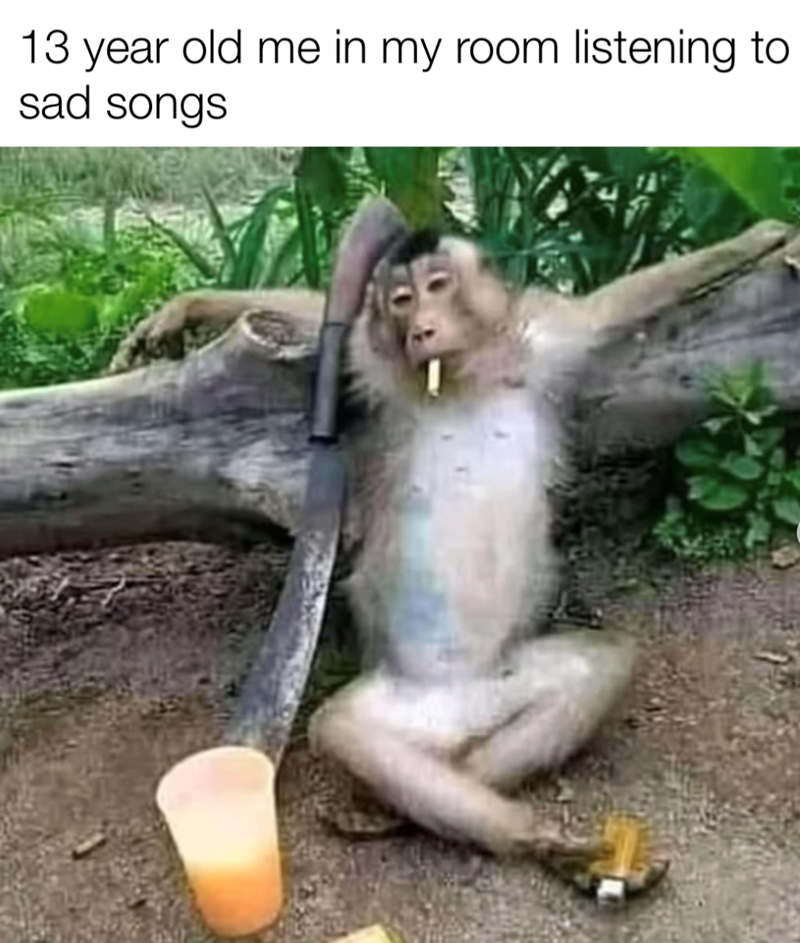 13 year old me in my room listening to sad songs