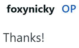 foxynicky OP Thanks!