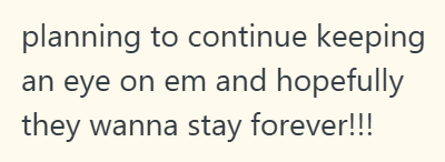 planning to continue keeping an eye on em and hopefully they wanna stay forever!!!