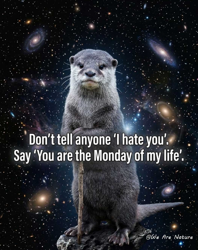 Don't tell anyone 'I hate you'. Say 'You are the Monday of my life'. @We Are Nature