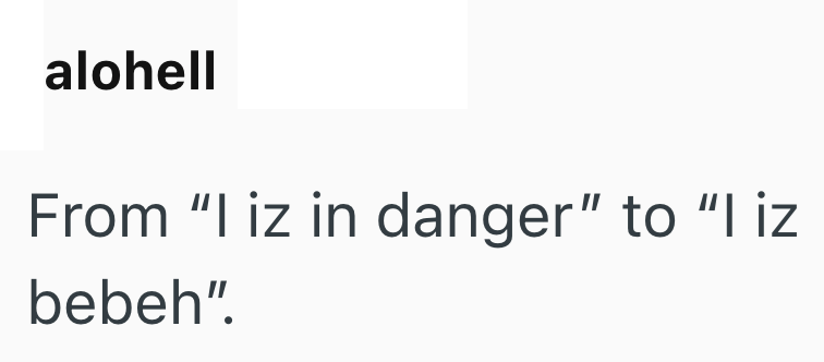 alohell From "I iz in danger" to "I iz bebeh".