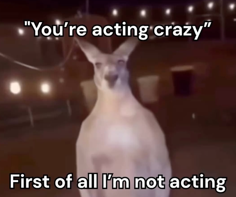 "You're acting crazy" First of all I'm not acting