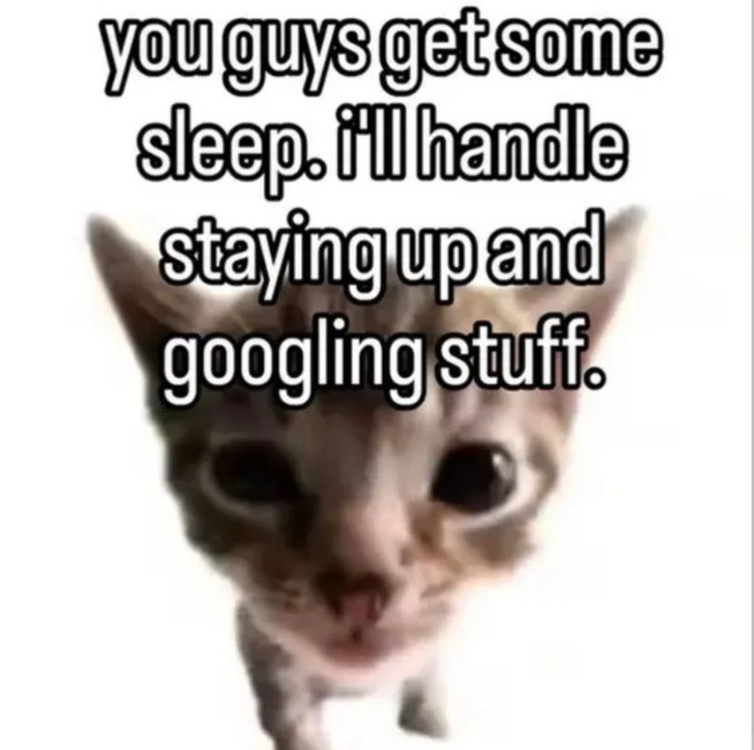 you guys get some sleep. i'll handle staying up and googling stuff.