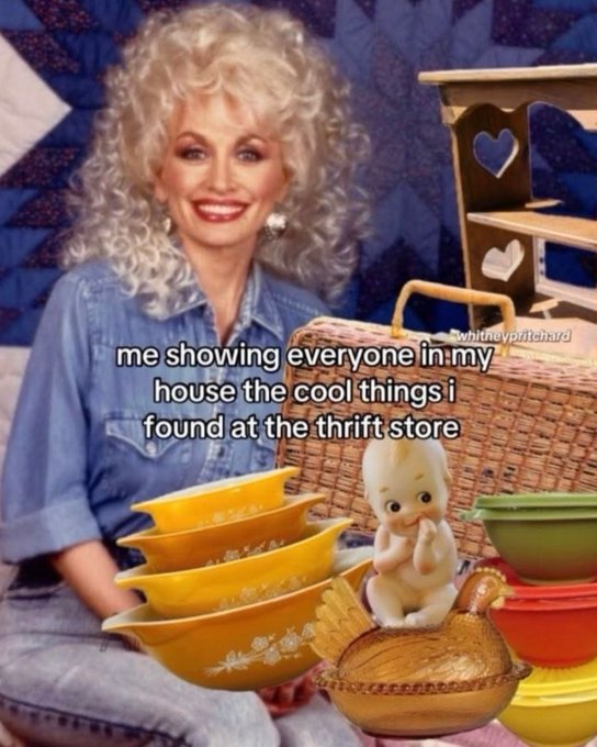 Whitneypritchard me showing everyone in my house the cool things i found at the thrift store