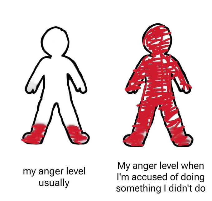 my anger level usually My anger level when I'm accused of doing something I didn't do