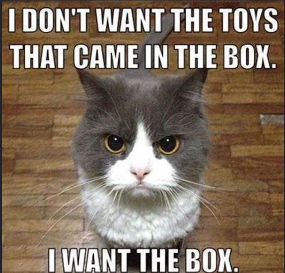 I DON'T WANT THE TOYS THAT CAME IN THE BOX. I WANT THE BOX.