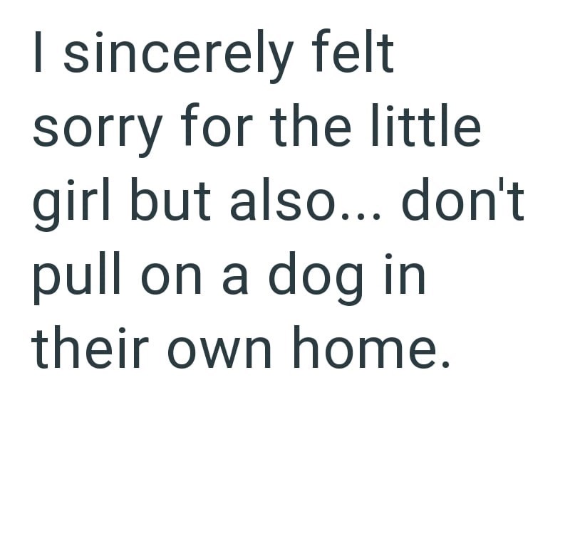 I sincerely felt sorry for the little girl but also... don't pull on a dog in their own home.