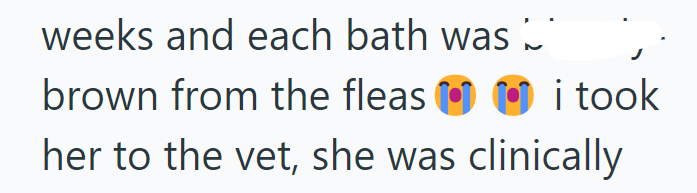 weeks and each bath was brown from the fleas i took her to the vet, she was clinically