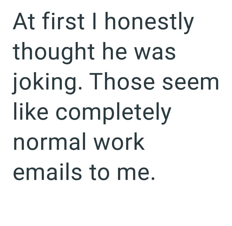 At first I honestly thought he was joking. Those seem like completely normal work emails to me.