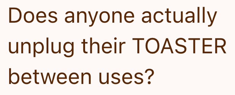Does anyone actually unplug their TOASTER between uses?