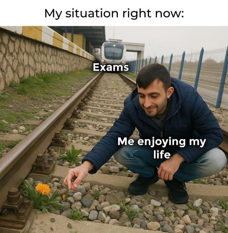 My situation right now: Exams Me enjoying my life