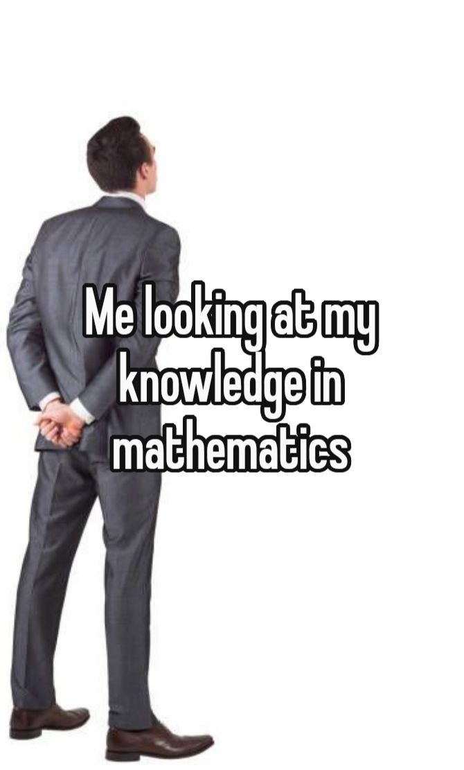 Me looking at my knowledge in mathematics
