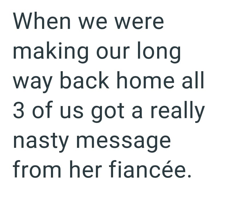 When we were making our long way back home all 3 of us got a really nasty message from her fiancée.