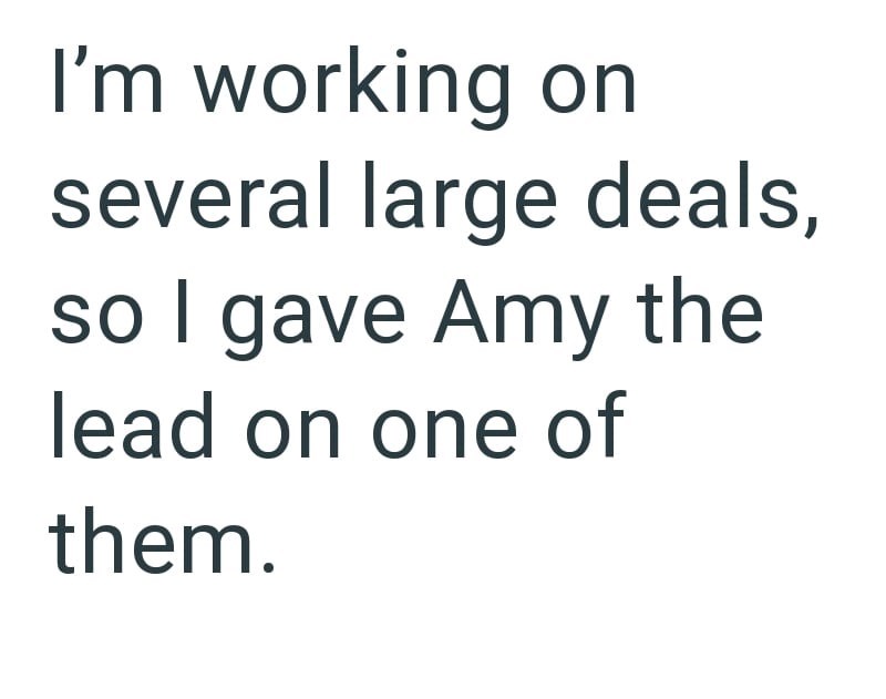 I'm working on several large deals, so I gave Amy the lead on one of them.