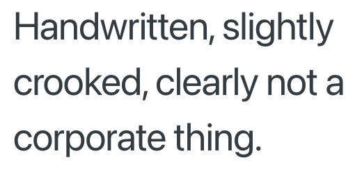 Handwritten, slightly crooked, clearly not a corporate thing.