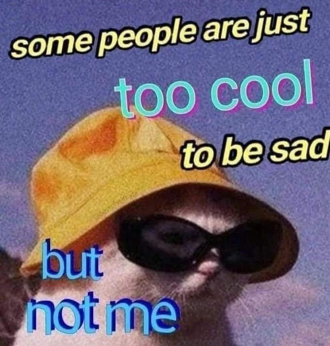 some people are just dox pisdiftiate too cool to be sad but not me