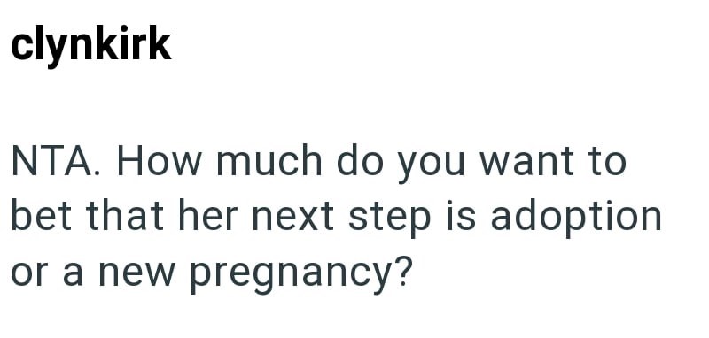 clynkirk NTA. How much do you want to bet that her next step is adoption or a new pregnancy?
