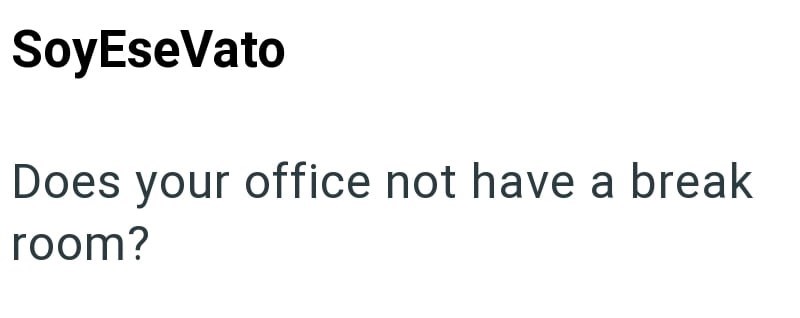 SoyEseVato Does your office not have a break room?
