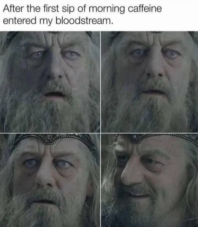 After the first sip of morning caffeine entered my bloodstream.