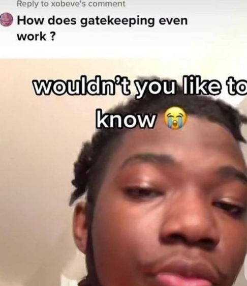 Reply to xobeve's comment How does gatekeeping even work? wouldn't you like to know