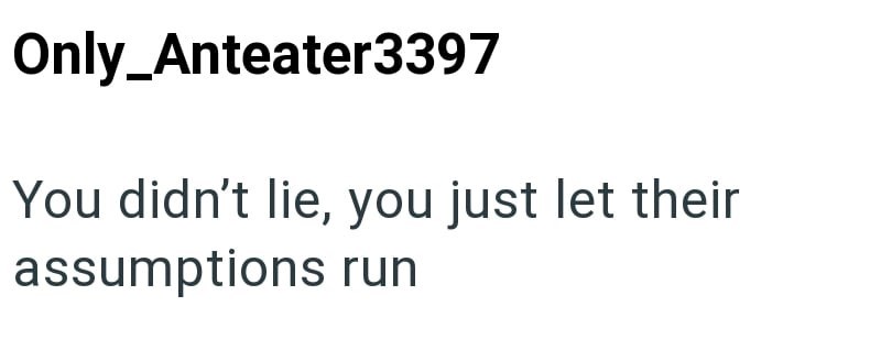 Only_Anteater3397 You didn't lie, you just let their assumptions run