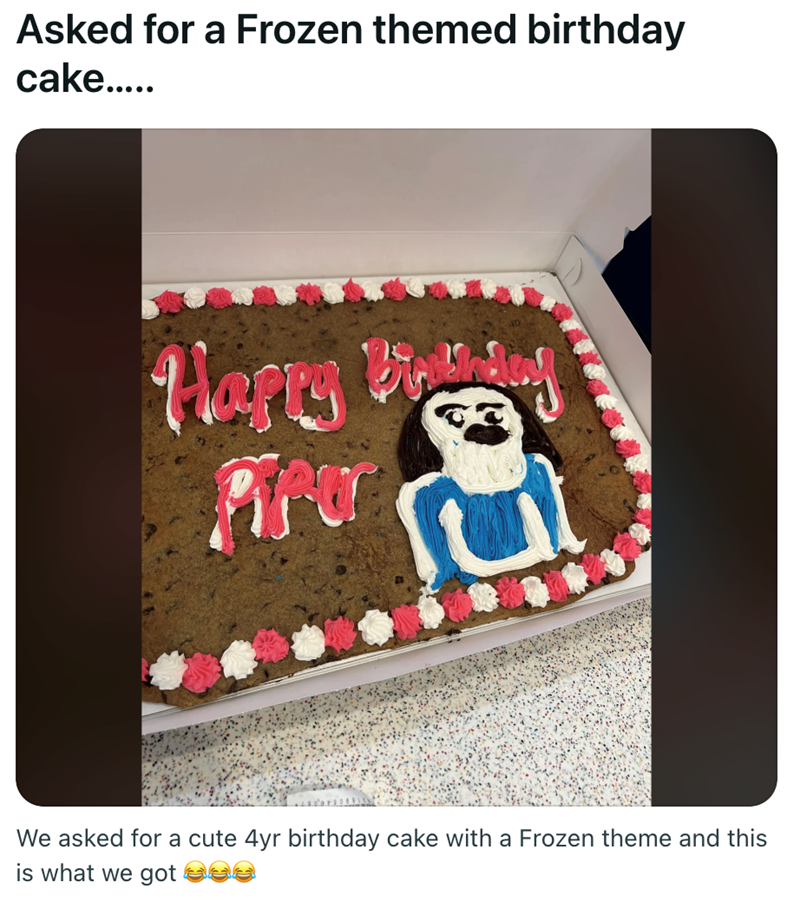 Asked for a Frozen themed birthday cake..... Harry Briday Fire We asked for a cute 4yr birthday cake with a Frozen theme and this is what we got see