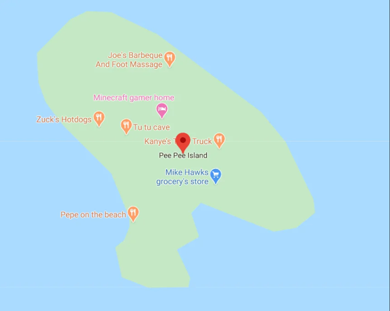 Zuck's Hotdogs Joe's Barbeque And Foot Massage Minecraft gamer home Tu tu cave Pepe on the beach Kanye's Truck Pee Pee Island Mike Hawks grocery's store