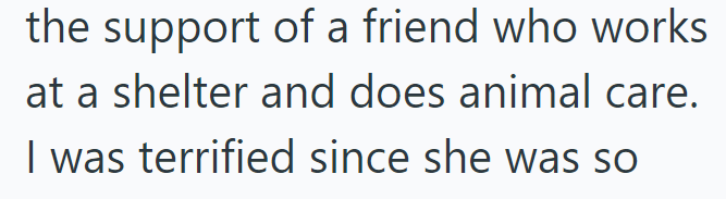 the support of a friend who works at a shelter and does animal care. I was terrified since she was so