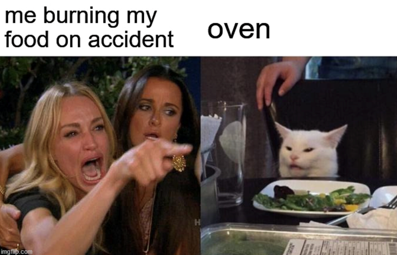me burning my food on accident imgflip.com H oven