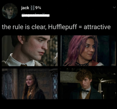 jack 89% the rule is clear, Hufflepuff = attractive