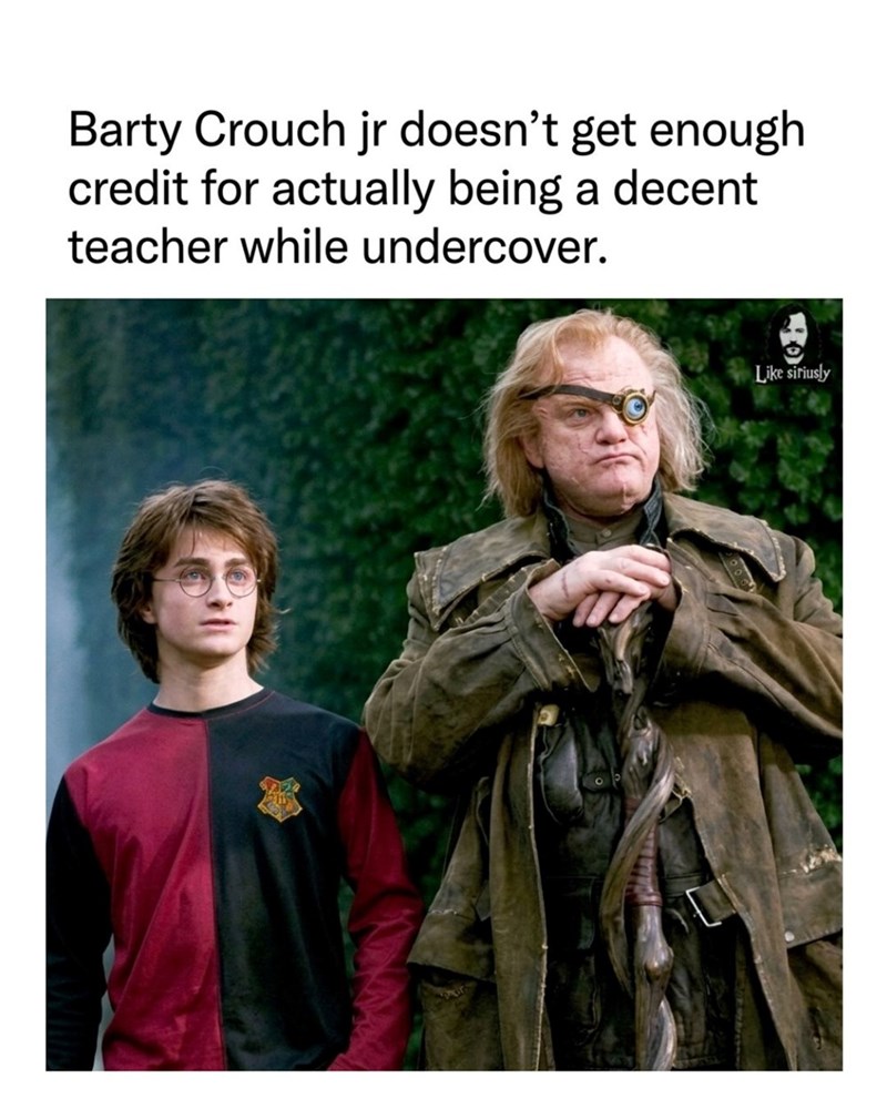 Barty Crouch jr doesn't get enough credit for actually being a decent teacher while undercover. Like siriusly