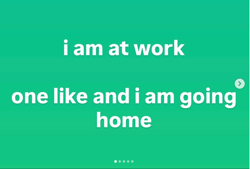i am at work one like and i am going home