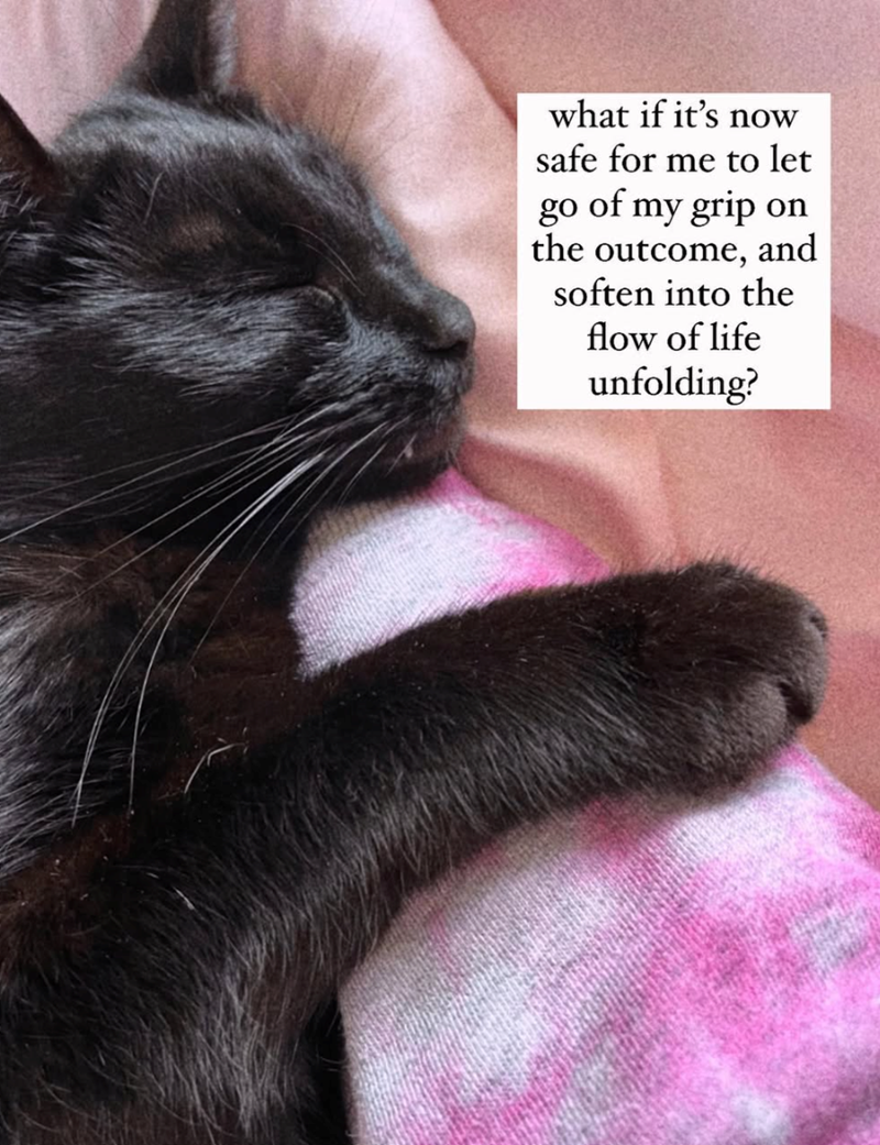 what if it's now safe for me to let go of my grip on the outcome, and soften into the flow of life unfolding?