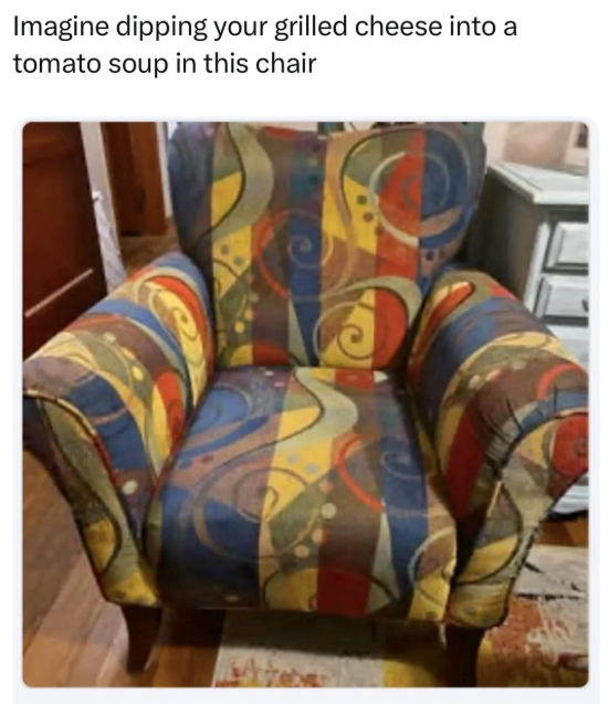 Imagine dipping your grilled cheese into a tomato soup in this chair